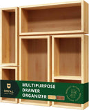 ROYAL CRAFT WOOD 5-Piece Bamboo Drawer Organizer Set, Multi-Use Storage Trays for Kitchen, Bathroom, Office, Makeup, Jewelry & More, 5 Storage Boxes