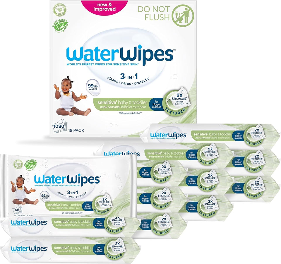 waterwipes sensitive+ baby & toddler 3-in-1 wipes 540 count unscented hypoallergenic