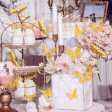SAOROPEB 3D Butterfly Wall Decor - 48 Pcs, 4 Styles, 3 Sizes, Gold Butterfly Decorations for Birthday & Party Celebrations, Removable Stickers
