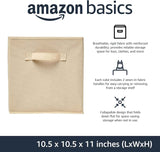 Collapsible Fabric Storage Cubes with Handles, Beige, 10.5 x 10.5 x 11-inch, Pack of 6 for Easy Organization