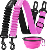 cooyoo dog seat belt 3 piece set adjustable nylon pet safety harness heavy duty elastic