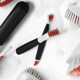oxo good grips deep clean brush set with 2 brushes and non-slip grips for grout and stove tops cleaning