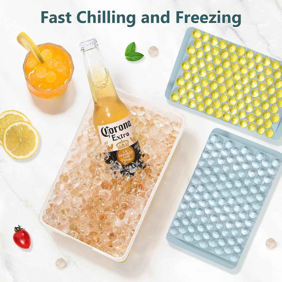 Mini Ice Cube Trays for Freezer with Lid - Chilling Drinks Coffee Juice (2 Pack/0.55In - Blue)