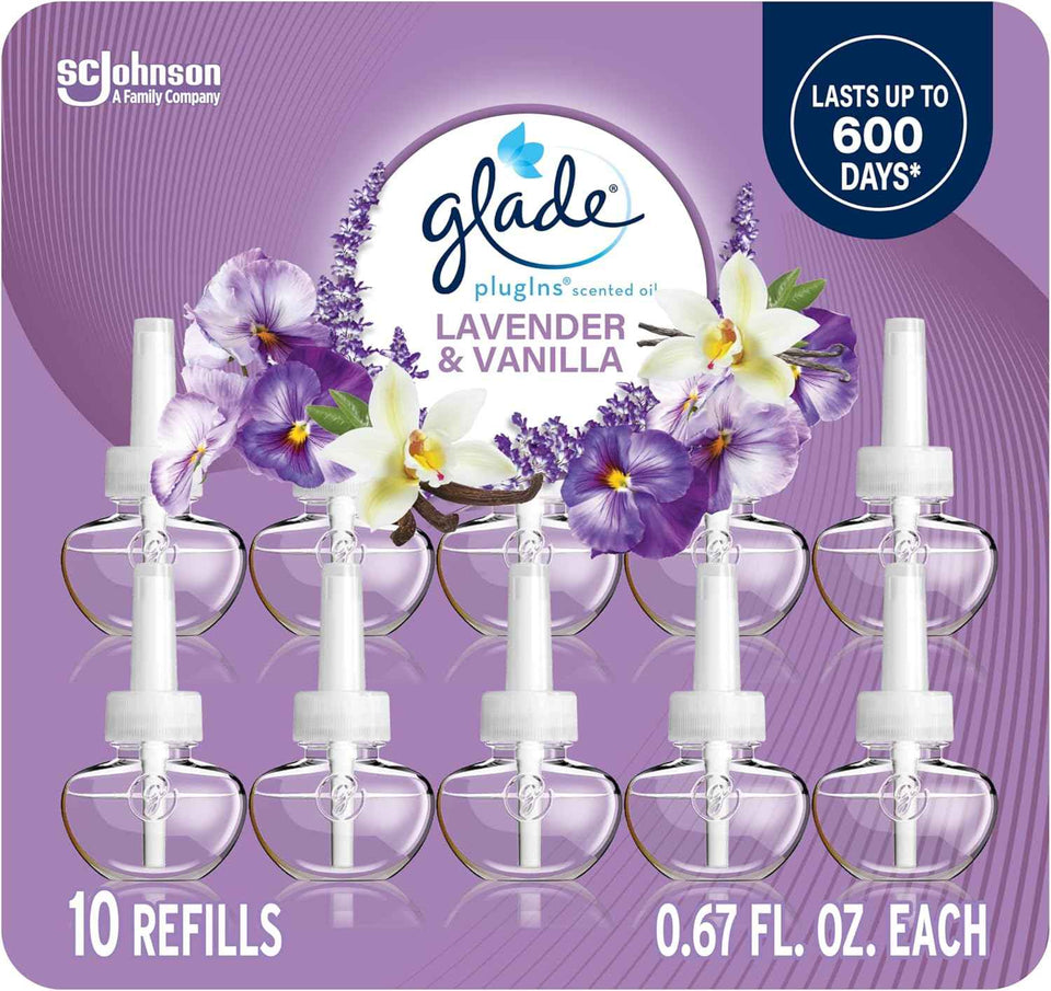 Glade PlugIns Refills Air Freshener, Scented and Essential Oils for Home and Bathroom, Aqua Waves, 6.7 Fl Oz, 10 Count