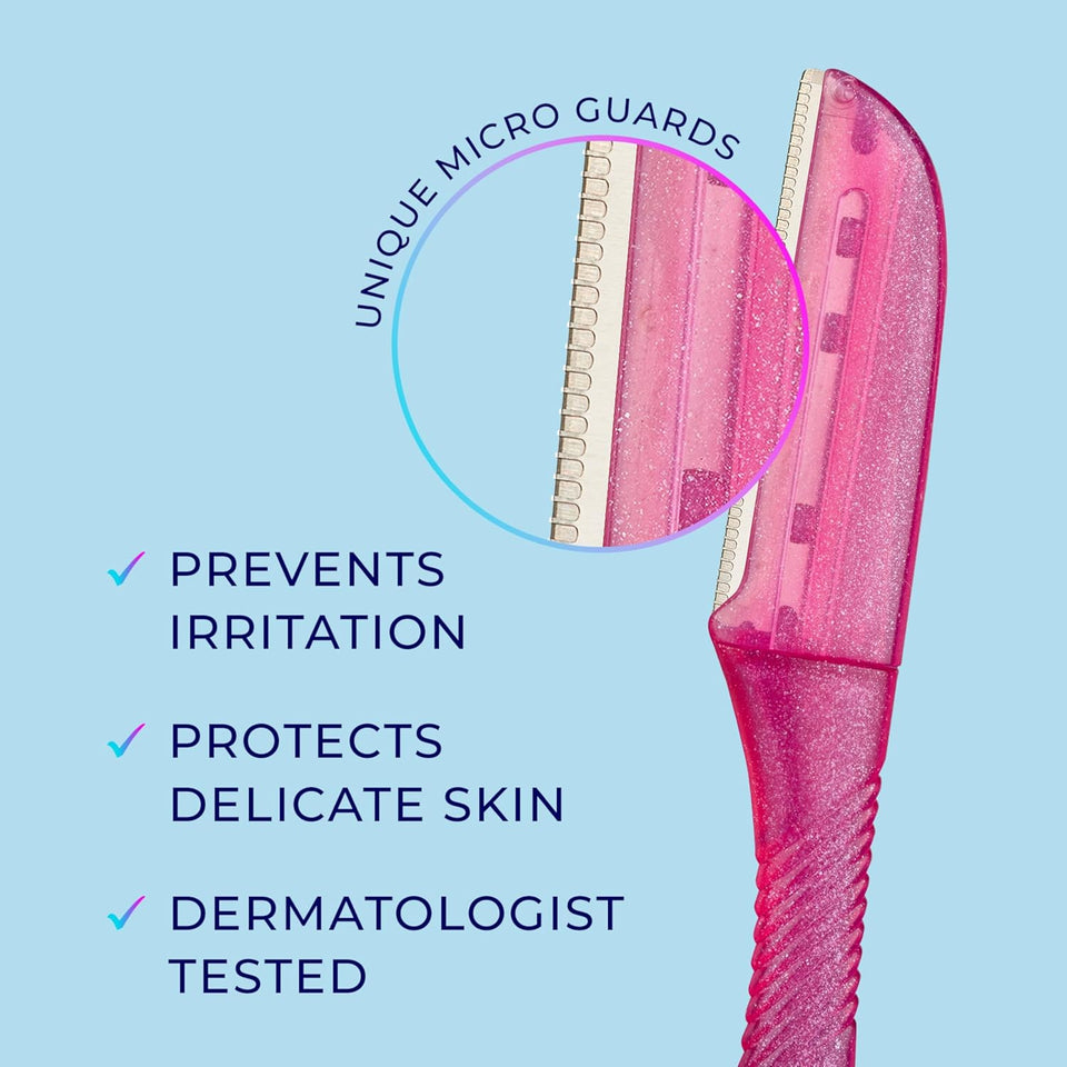 Schick Hydro Silk Touch-Up Dermaplaning Tool with Precision Cover, 3ct | Dermaplane Razor, Face Razors for Women, Peach Fuzz Remover