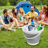 Collapsible Mop Bucket and Ice Bucket - 5L Household Cleaning Silicone Dust Mop Bucket with No Wringer