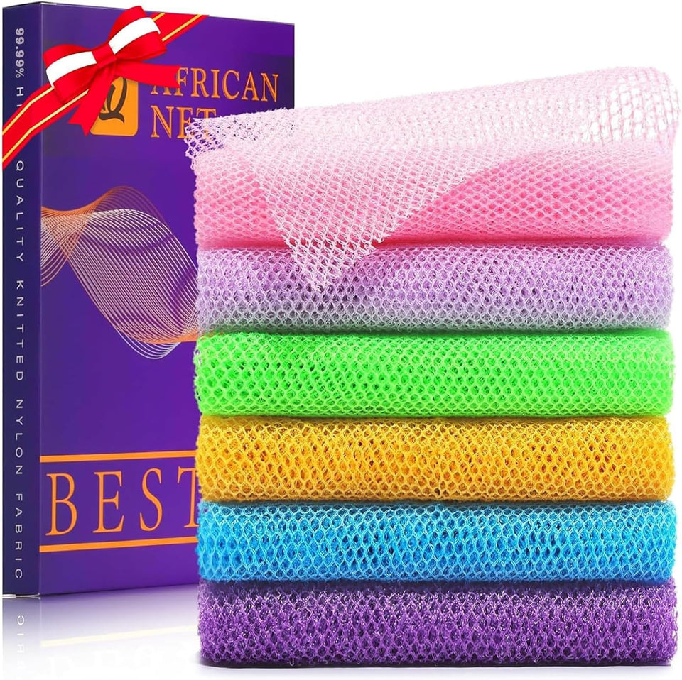 ujfqbh 3 pieces african bath sponge pink yellow purple exfoliating shower body scrubber