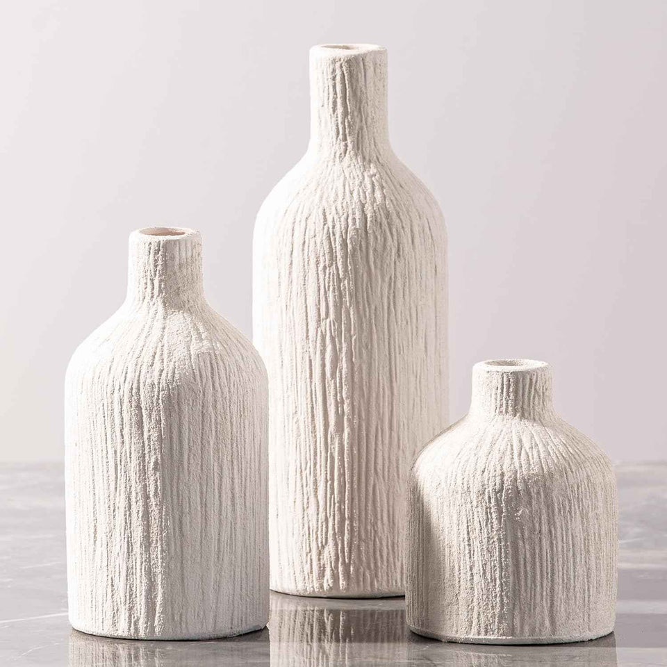 Ceramic White Flower Vase Set of 3 Home Decorations for Living Room Kitchen