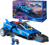 paw patrol mighty movie chase cruiser with mighty pups action figure, lights and sounds for kids 3+