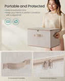 songmics foldable fabric storage organizer boxes set of 3 bins with lids and handles