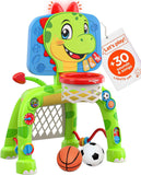Move2Play, Giraffe Basketball Hoop & Soccer Goal Activity Center | 30+ Sounds & Lights | 1, 2, 3+ Year Old Gift & Birthday Present | 6, 12, 18, 24+ Month Toy For Baby, Toddler, Boys, & Girls