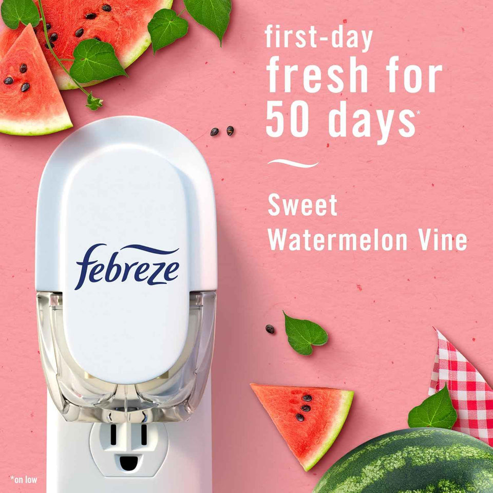 Febreze Plug In Air Freshener, Sweet Watermelon Vine Scent, Long Lasting for Strong Odors