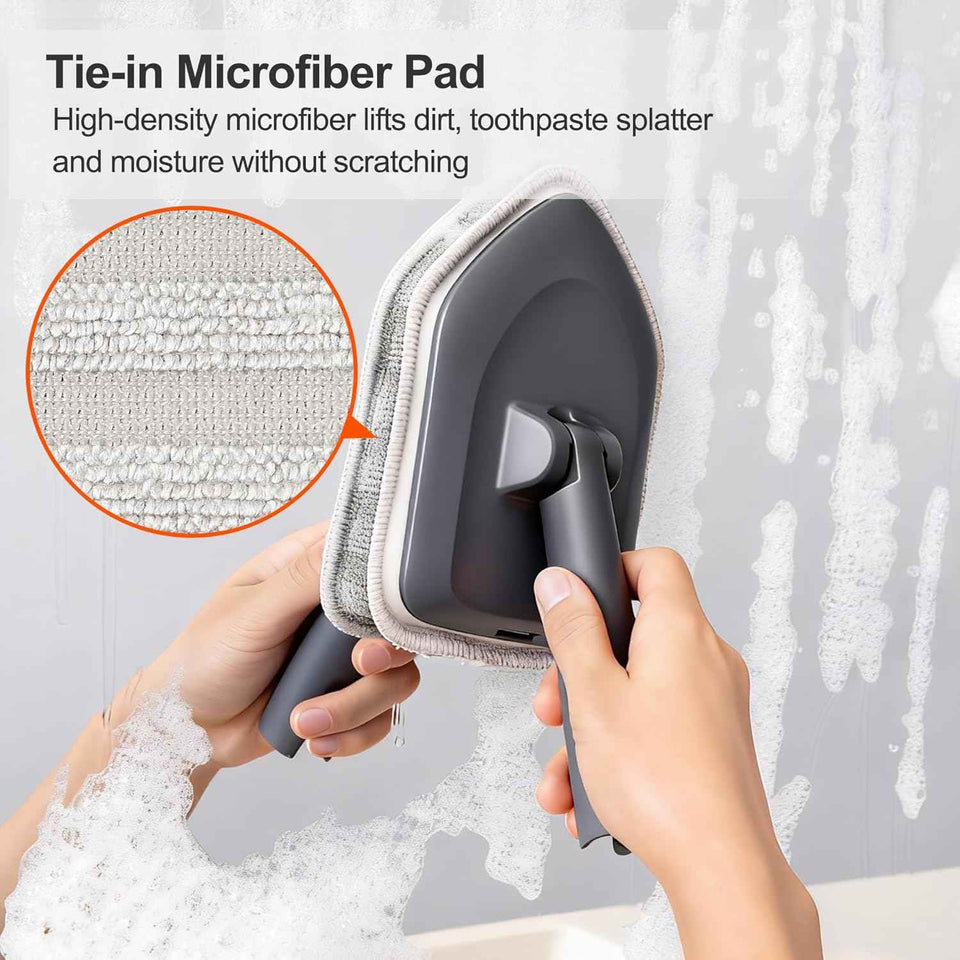 Tile Tub Scrubber Brush - Extendable Long Handle, 3 Cleaning Heads, No-Scratch Shower Scrubber for Bathroom, Kitchen, Toilet