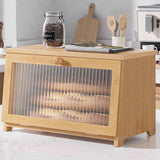 Kitsure Bread Box - Wooden Bread Box for Kitchen Countertop, Large Capacity Kitchen Countertop Organizer, Stylish Bread Storage with Window, Multi-functional Container, Black, 15.0"x8.3"x9.1" (1T)