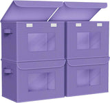 Univivi Fabric Foldable Storage Boxes [4-Pack] Large Collapsible Stackable Storage Bins with Lids, Closet Organizers and Storage Cube Basket for Home, Office, Bedroom (Gray, 17“ x 12” x 12")