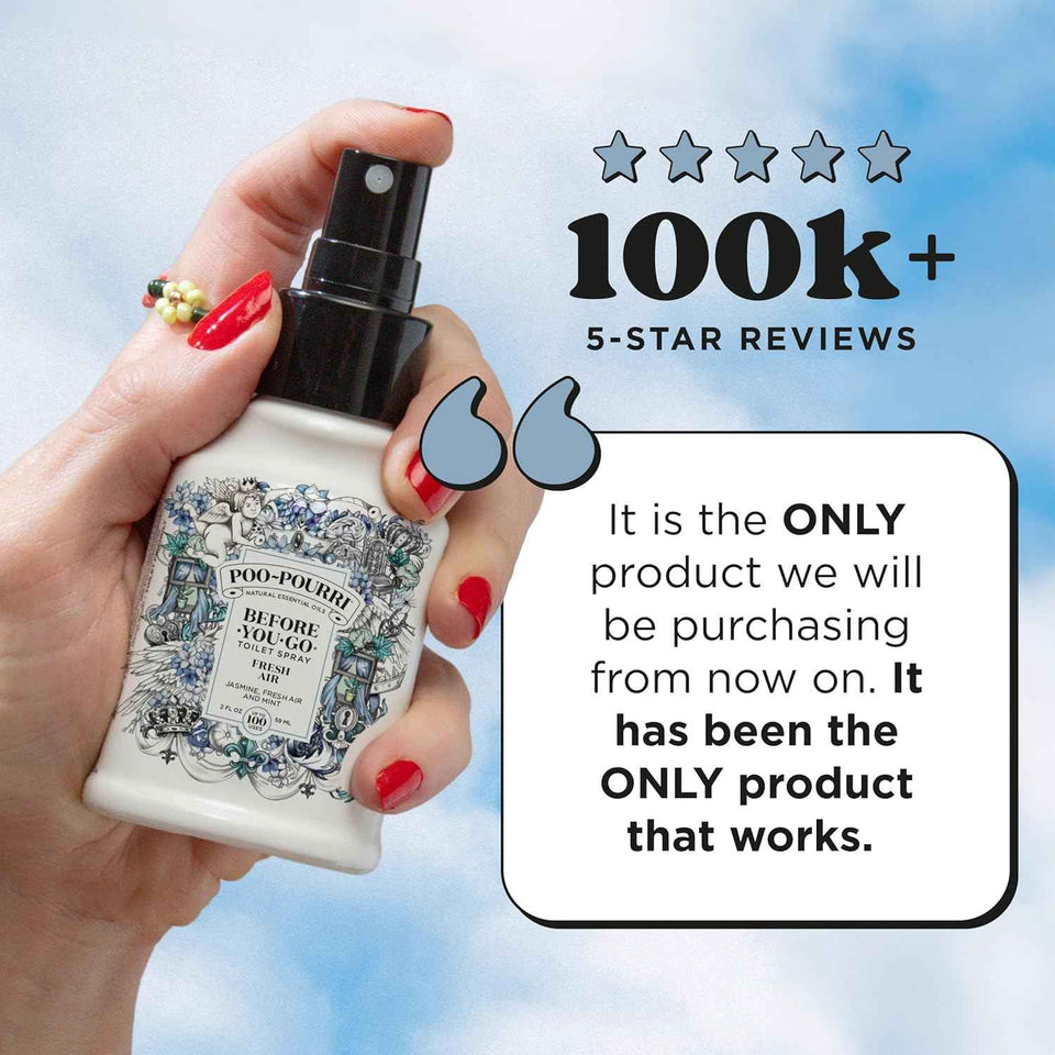 Poo-Pourri Before-You-Go Toilet Spray, Fresh Air, Plant-Based with Essential Oils, Jasmine, Mint, Citrus Scents