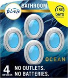 Febreze Bathroom Air Freshener, Odor-Fighting, Plug In Alternative, Air Fresheners for Home, Bathroom, & Kitchen, Closet Air Fresheners, Pet & Litter Box Odor Fighter, Refresh & Energize Scent, 4ct