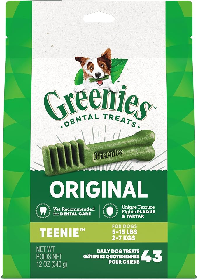Greenies Original Teenie Dental Dog Treats, 12 oz. Pack (43 Treats)