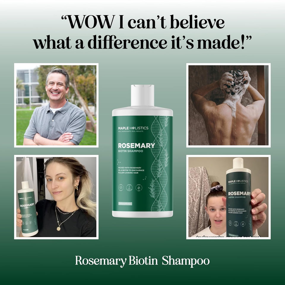 Volumizing Biotin and Rosemary Shampoo - Vegan Rosemary Biotin Shampoo for Thinning Hair for Women and Men with Nourishing B Vitamins & Tea Tree Oil - Paraben Silicone & Sulfate Free (16 Fl Oz)