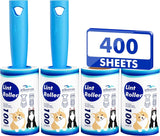 Extra sticky lint roller mega value set 400 sheets for pet hair removal dog and cat lint remover for clothes furniture carpet