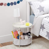 Storage End Table, Side Table with Cloth Basket, White/Heather Gray, 17.7"L x 17.7"W x 18.9"H