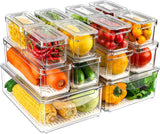 nisilin 14 pack fridge organizers and storage for refrigerator, bpa-free, clear bins, 3 sizes