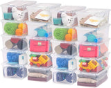 IRIS USA 20-Pack Clear Storage Bins with Lids for Closet Shelves and Classroom Organization