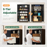 Letaya Metal Garage Storage Cabinets with Lock-72 Tall Tool Organizer Steel Lockers, 5 Adjustable Layers Shelves for Home,Office,Warehouse,Garage,(Black-72“) | with Lock, 72 Tall, Tool Organizer