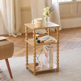 End Table, Modern Side Table with 3 Tier Open Shelf, Small Table Bed Side Tables Bedroom for Small Spaces, Living Room and Office (Rustic Walnut)