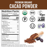 organic unsweetened cacao powder 1 lb rich dark chocolate flavor vegan keto paleo non-gmo gluten-free