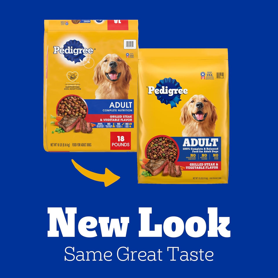 Pedigree Complete Nutrition Adult Dry Dog Food, Grilled Steak & Vegetable Flavor, 18 lb. Bag - Cart Shape