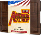 Heimlove Walnut Wood Cutting Board for Kitchen, 24"x18" Reversible Wooden Chopping Board with Deep Juice Grooves and Handles, Natural Walnut Wood Cutting Board for Chopping, Cheese, Vegetables