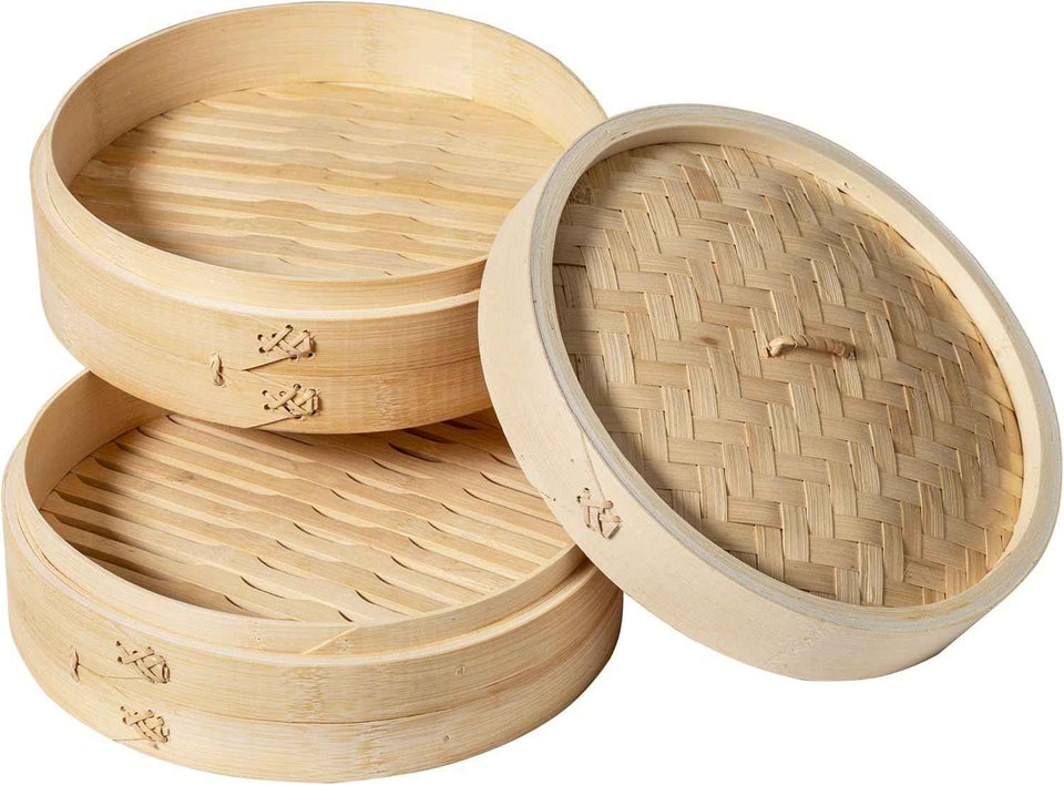 Joyce Chen 2-Tier Bamboo Steamer Baskets, 10-Inch