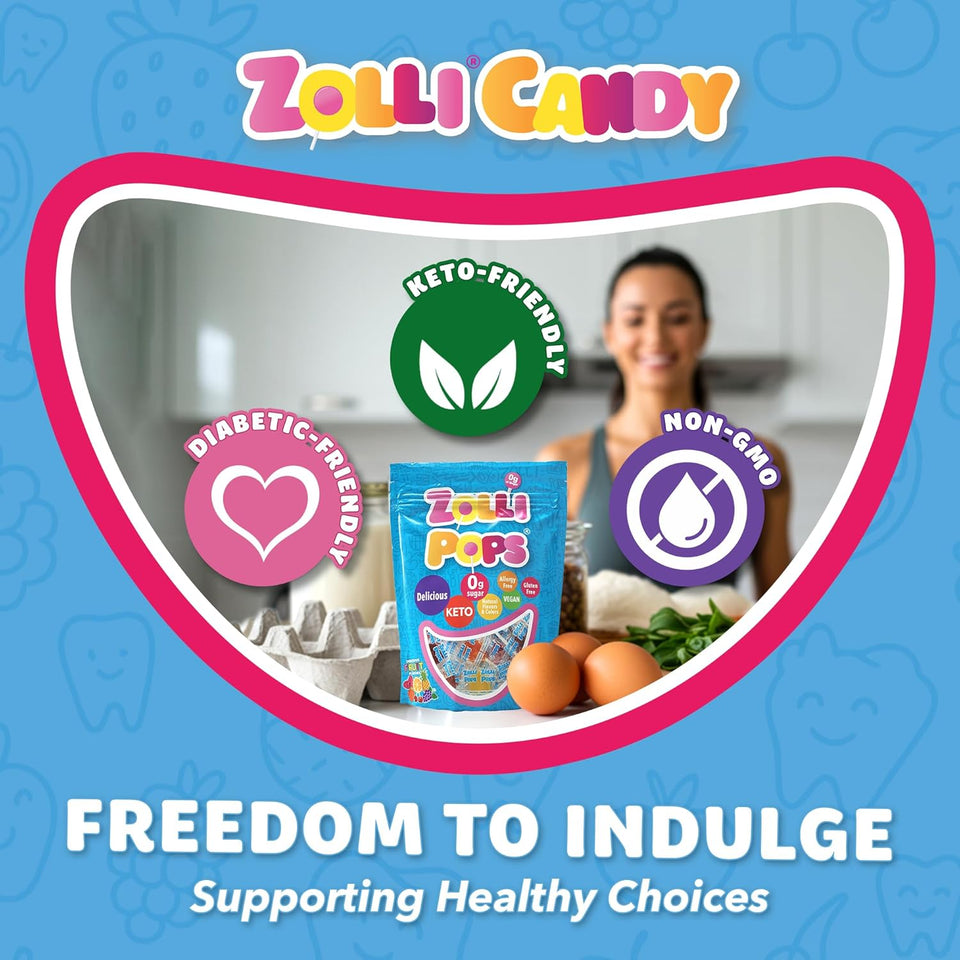 Zollipops sugar-free lollipops for a healthy smile, great for kids, diabetics, and keto diet, natural fruit variety