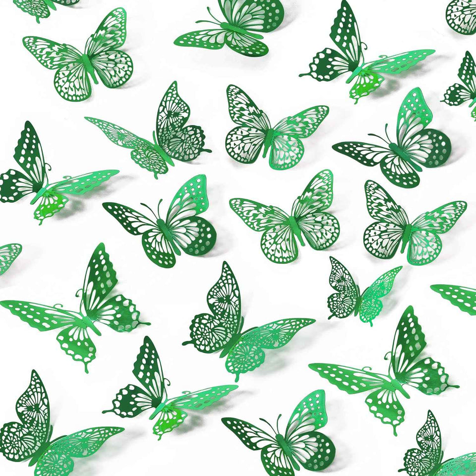 SAOROPEB 3D Butterfly Wall Decor - 48 Pcs, 4 Styles, 3 Sizes, Gold Butterfly Decorations for Birthday & Party Celebrations, Removable Stickers