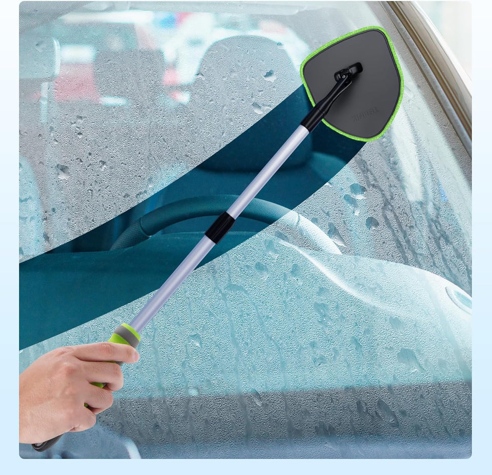 xin dell extendable windshield cleaner for car with pivot head and reusable microfiber pads