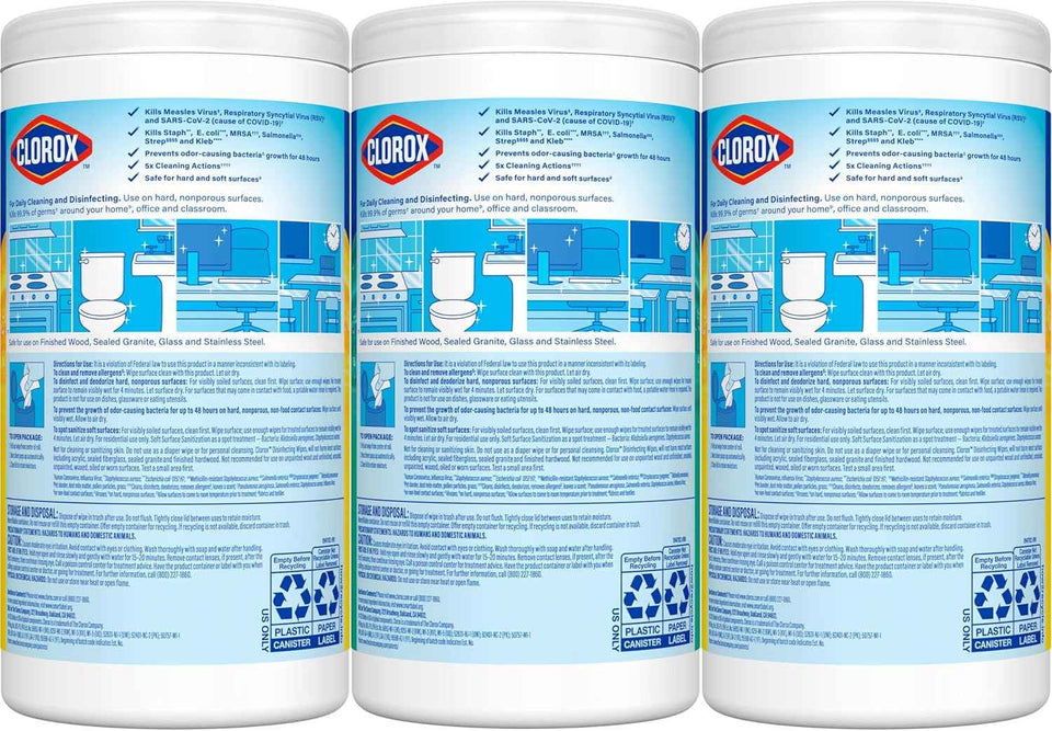 Clorox Disinfecting Cleaning Wipes Variety Pack, 75 Count Each, Pack of 3 (Package May Vary)