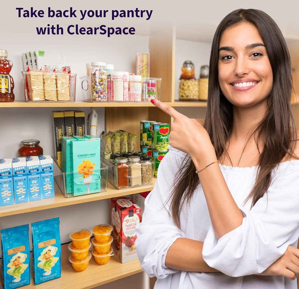ClearSpace Plastic Pantry Organization and Storage Bins with Removable Dividers (2 Pack)