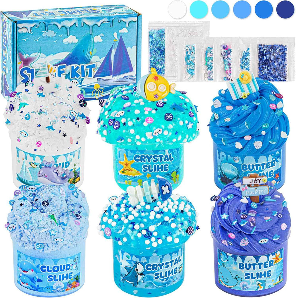 6 Pack Slimes, Pink Slime Kids, Cloud Slime kit for Girls Ages 8-12, Toys for Girls and Boys, for Kids Slime Set Party kit Goodie Bag Stuffers, 4 5 6 7 8 9 10 Year Old Girl Birthday Gift Cute Stuff