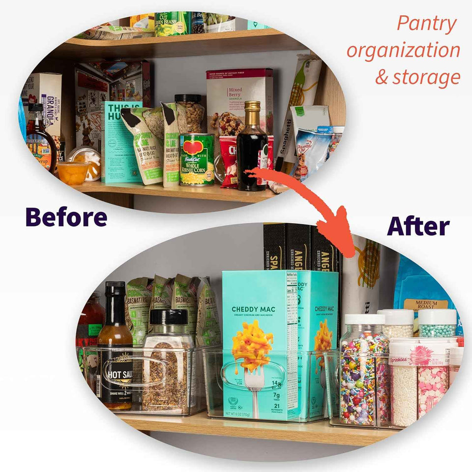 ClearSpace Plastic Pantry Organization and Storage Bins with Removable Dividers (2 Pack)