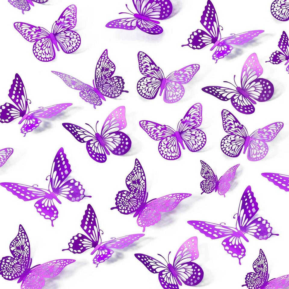 SAOROPEB 3D Butterfly Wall Decor - 48 Pcs, 4 Styles, 3 Sizes, Gold Butterfly Decorations for Birthday & Party Celebrations, Removable Stickers