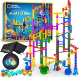 NATIONAL GEOGRAPHIC Glowing Marble Run – Construction Set with 15 Glow in The Dark Glass Marbles & Storage Bag, STEM Gifts for Boys and Girls, Building Project Toy (Amazon Exclusive)