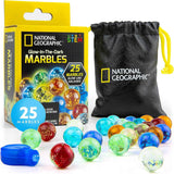 NATIONAL GEOGRAPHIC Glowing Marble Run – Construction Set with 15 Glow in The Dark Glass Marbles & Storage Bag, STEM Gifts for Boys and Girls, Building Project Toy (Amazon Exclusive)