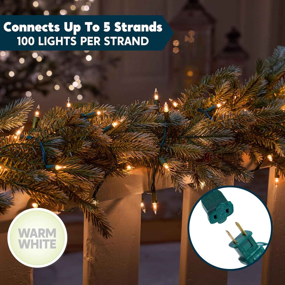 Joiedomi 100-count mini warm white fairy lights, 19.4 FT green wire string lights for patio, dorm, classroom, bedroom, holiday, party, garland, birthday, festival decoration