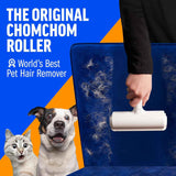 ChomChom roller pet hair remover and reusable lint roller for cat and dog hair removal on furniture, couch, carpet, clothing and bedding