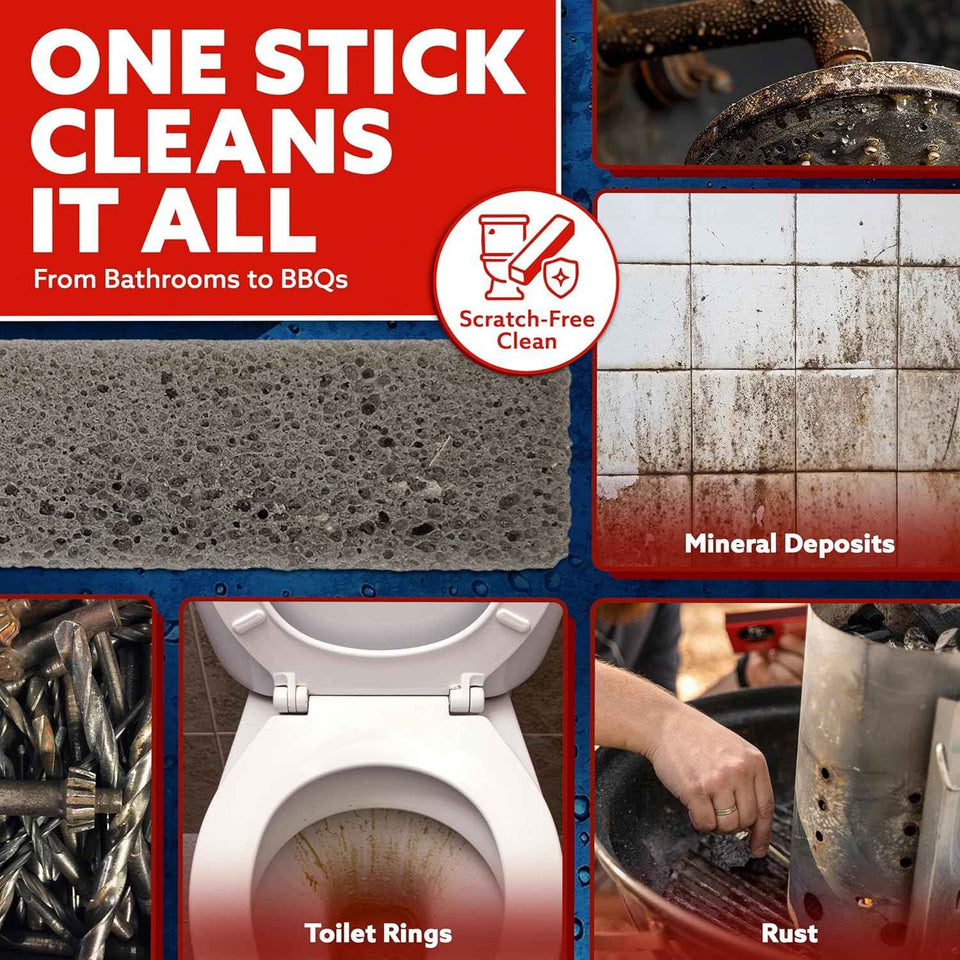 PUMIE Scouring Sticks - Heavy-Duty Pumice Cleaner for Toilet Rings, Bathroom & Kitchen Stains