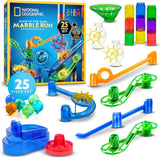 NATIONAL GEOGRAPHIC Glowing Marble Run – Construction Set with 15 Glow in The Dark Glass Marbles & Storage Bag, STEM Gifts for Boys and Girls, Building Project Toy (Amazon Exclusive)