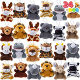 JOYIN 24 Pack Mini Animal Plush Toy Assortment (24 Units 3" Each), Animals Keychain Decoration for Kids, Small Stuffed Animal Bulk for Kids, Carnival Prizes, School Gifts, Valentines Goodie Bags