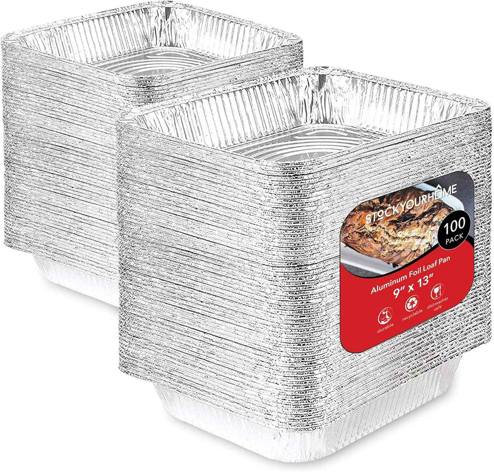 Stock Your Home Aluminum Pans 9x13 Disposable Foil Pans (30 Pack) - Half Size Steam Table Deep Trays - Tin Foil Pans Great for Cooking, Heating, Storing, Prepping Food