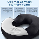 5 STARS UNITED Donut Pillow Hemorrhoid Tailbone Cushion – Large Cushion for Pain Relief – Coccyx, Prostate, Sciatica, Pelvic Floor, Pressure Sores, Pregnancy, Postpartum Recovery, Black